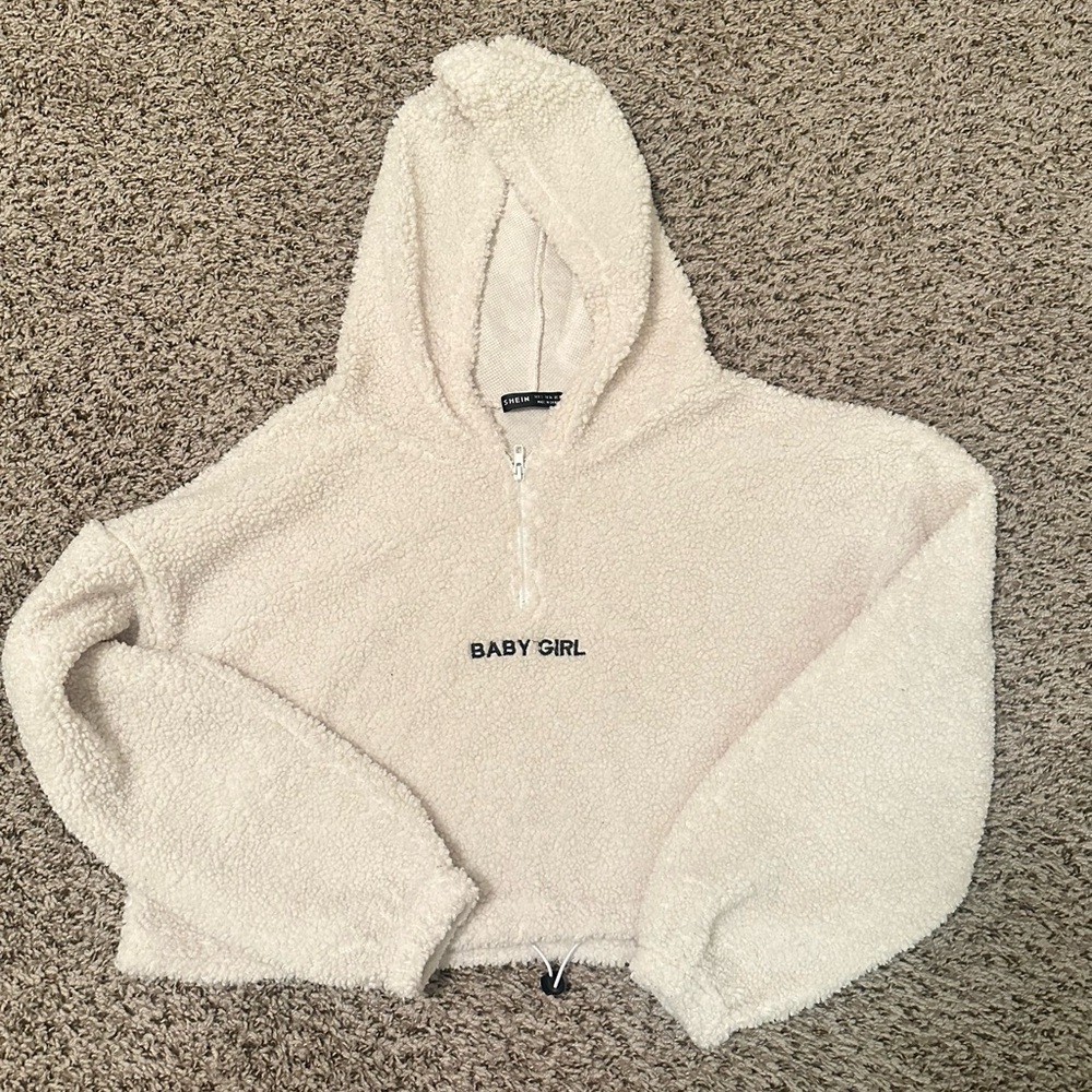 Shein teddy bear crop hoodie size S